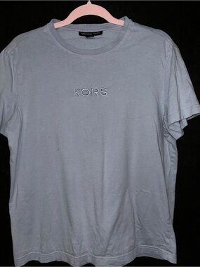 Michael Kors Light Blue Embroidered KORS Logo Crewneck T-Shirt Women’s Medium